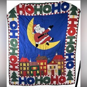 American Pacific Santa Christmas Holiday Quilt 45” X 53” Throw Wall Hang vintage